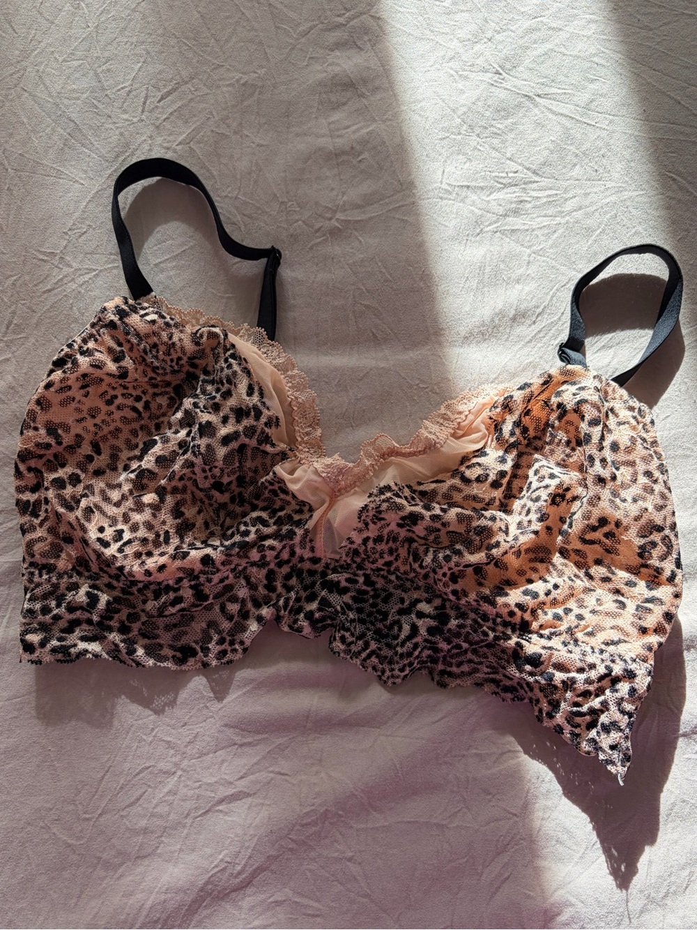 Victoria's Secret Leopard Lace Wireless Bralette, size curvy M